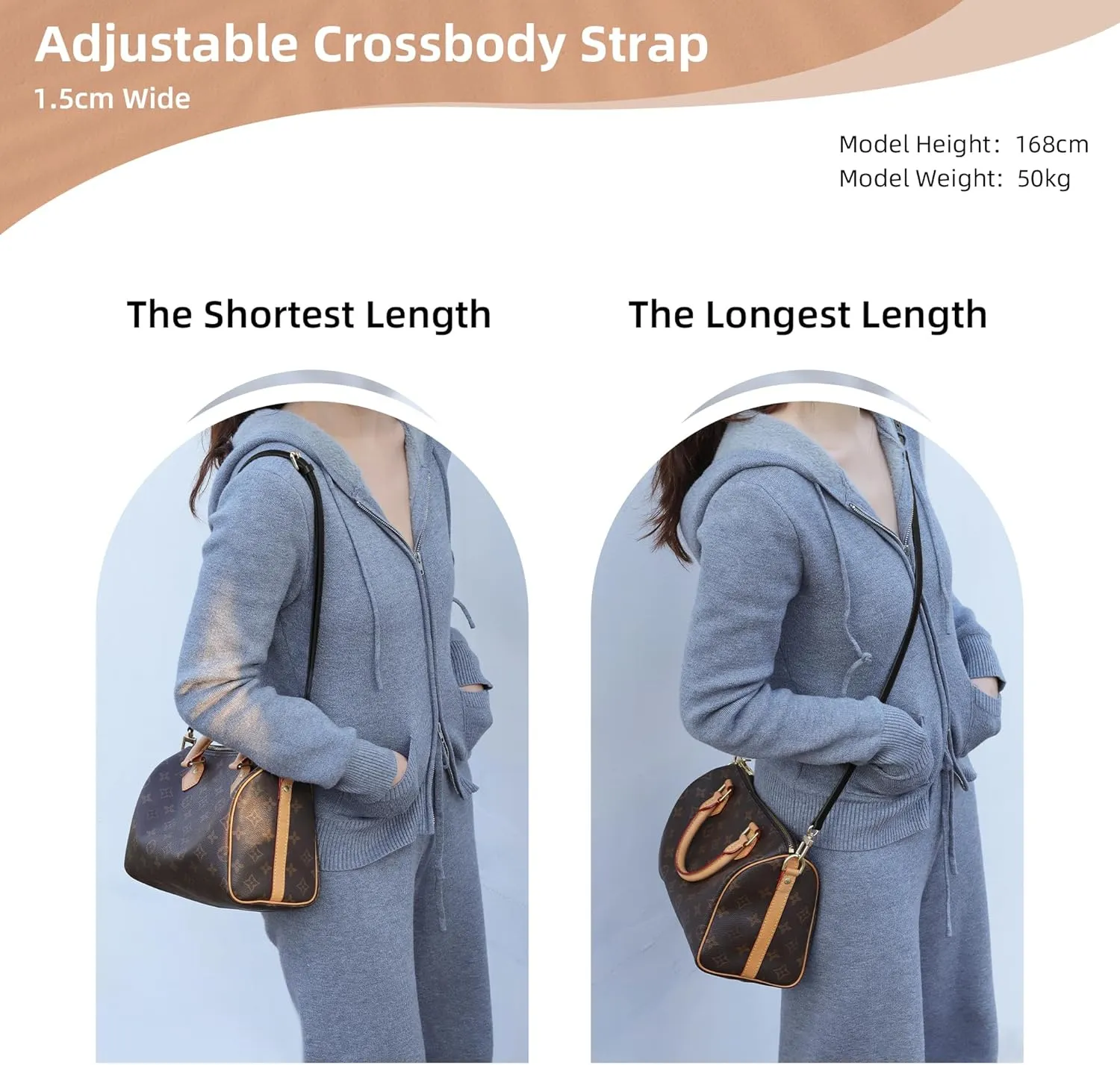 DGAZ Vachetta Leather Adjustable Crossbody Strap for Speedy Bag with Gift Box, Handmade Shoulder Strap