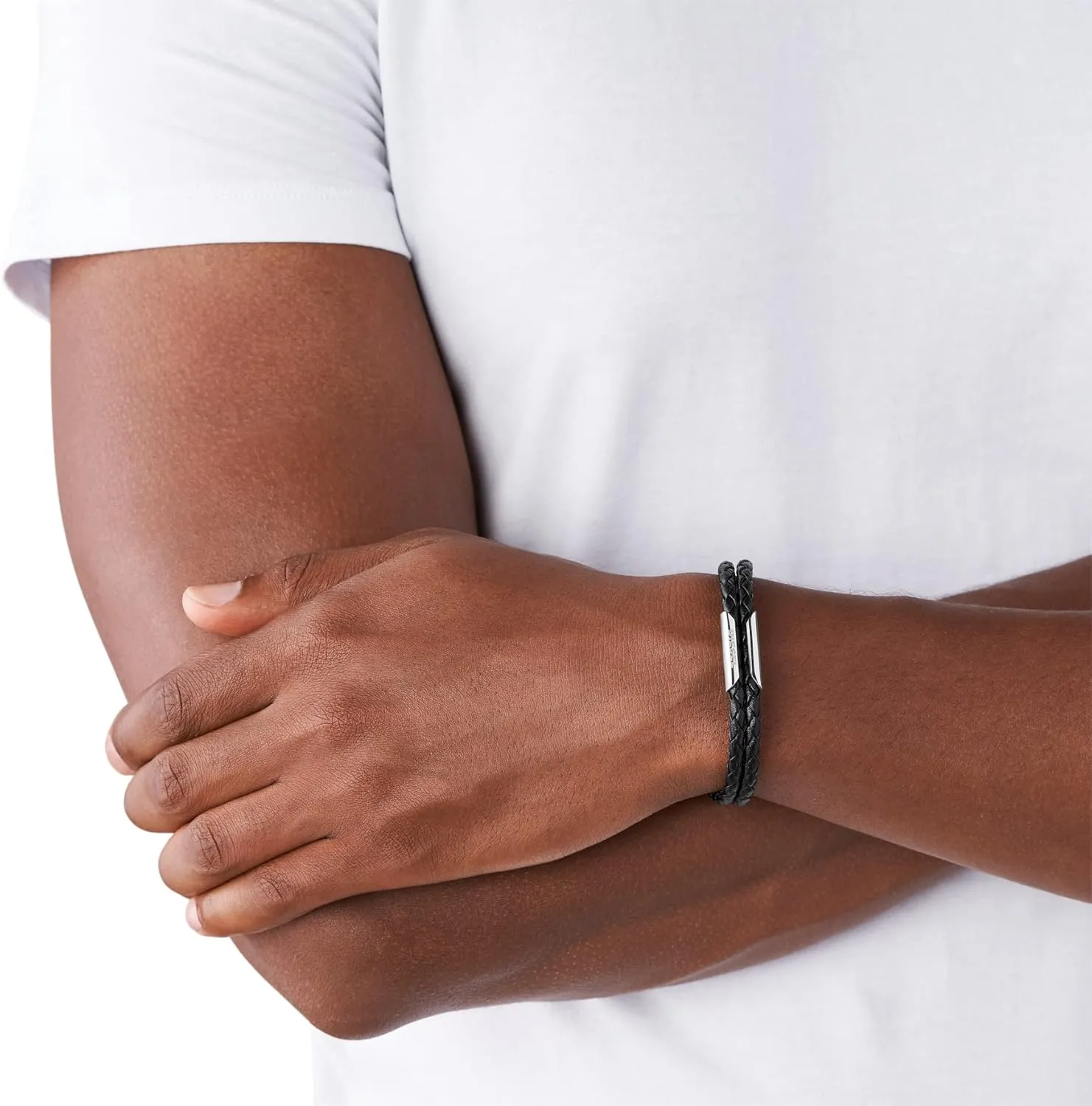 Diesel Stainless Steel and Leather Bracelet for Men