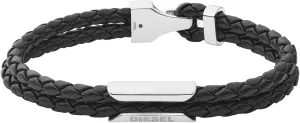 Diesel Stainless Steel and Leather Bracelet for Men