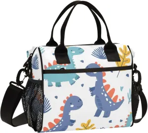 Dinosaurs Bushes White Lunch Bag Women Cooler Bags Lunch Tote Bags for Men Reusable Insulated Lunch Box Crossbody with Shoulder Strap Leakproof Work Picnic S