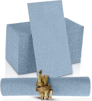 Disposable Cloth-Like Paper Napkins, 200 Pack 12" x 17" Linen-Feel Blue Denim Dinner Napkins For Wedding, Party, Kitchen Or Bathroom, Made In USA