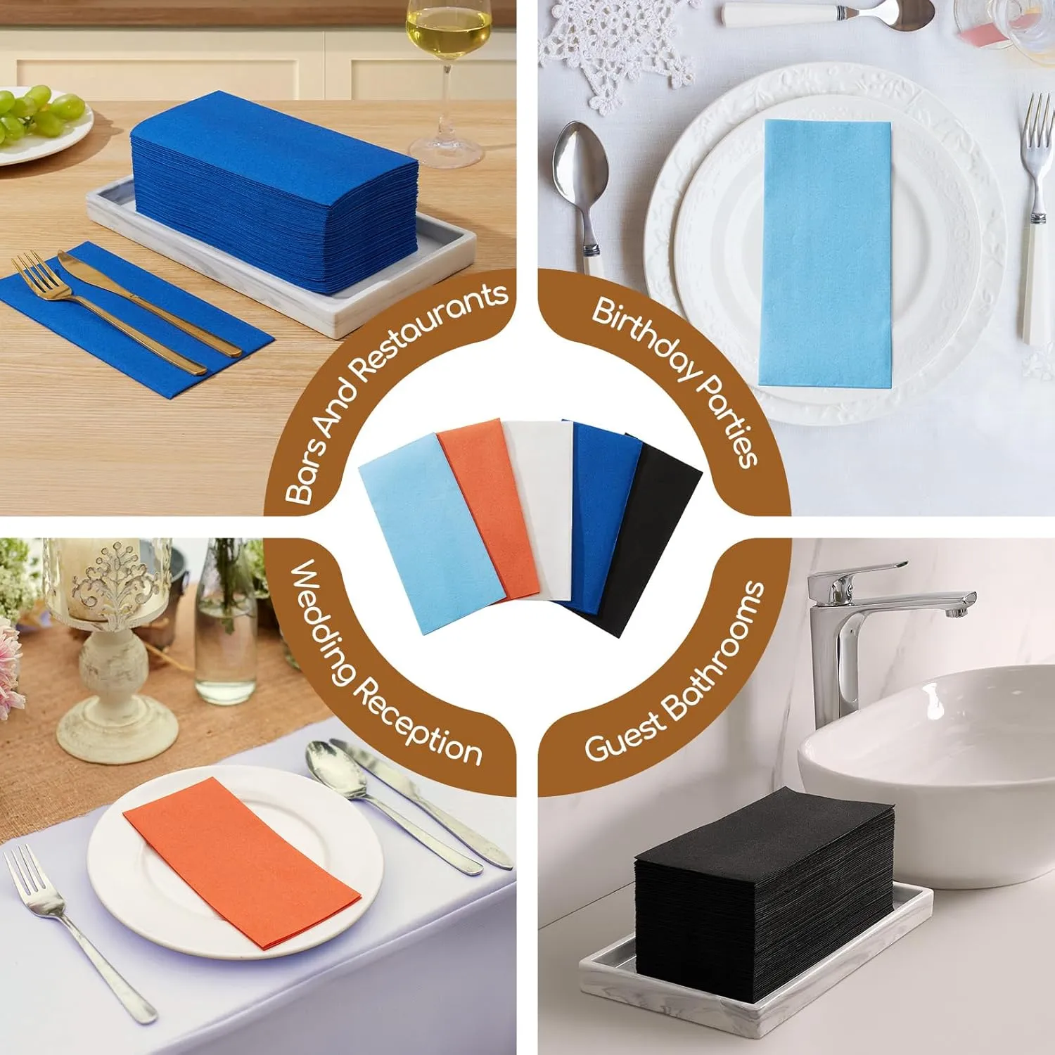 Disposable Linen-Feel Napkins,Decorative Dinner Napkins Cloth-Like Paper Dinner Napkins For Wedding, Bathroom, Party Or Event 12" x 17", Blue, 50 Pack