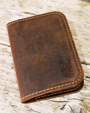 Distressed Leather Card Holder – Bifold – TAN