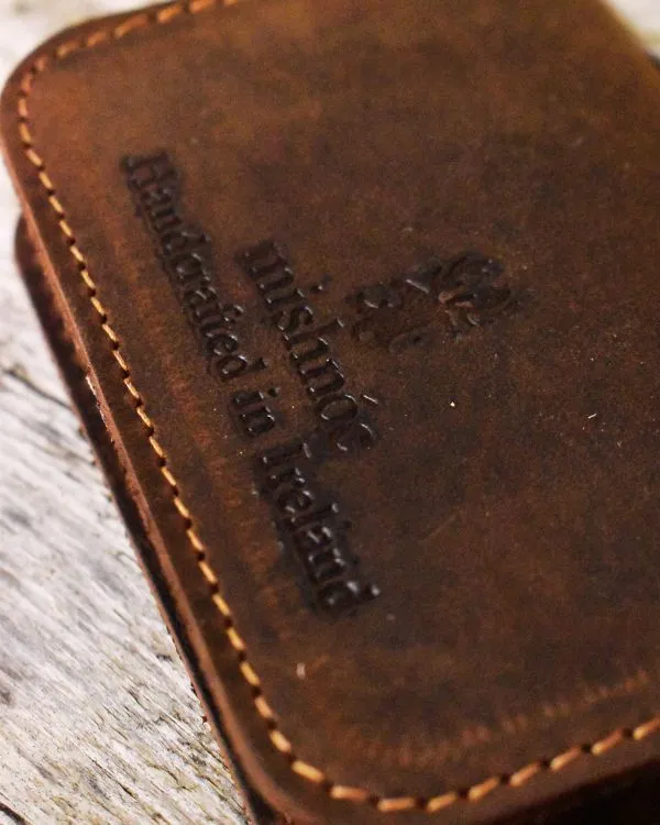 Distressed Leather Card Holder – Bifold – TAN