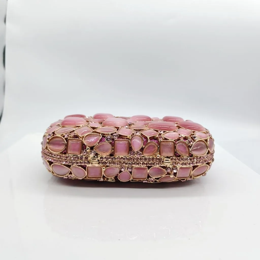 DJBM Women Glitter Rhinestone Box Bag Luxury Crystal Evening Clutch with Chain for Dance Celebrate