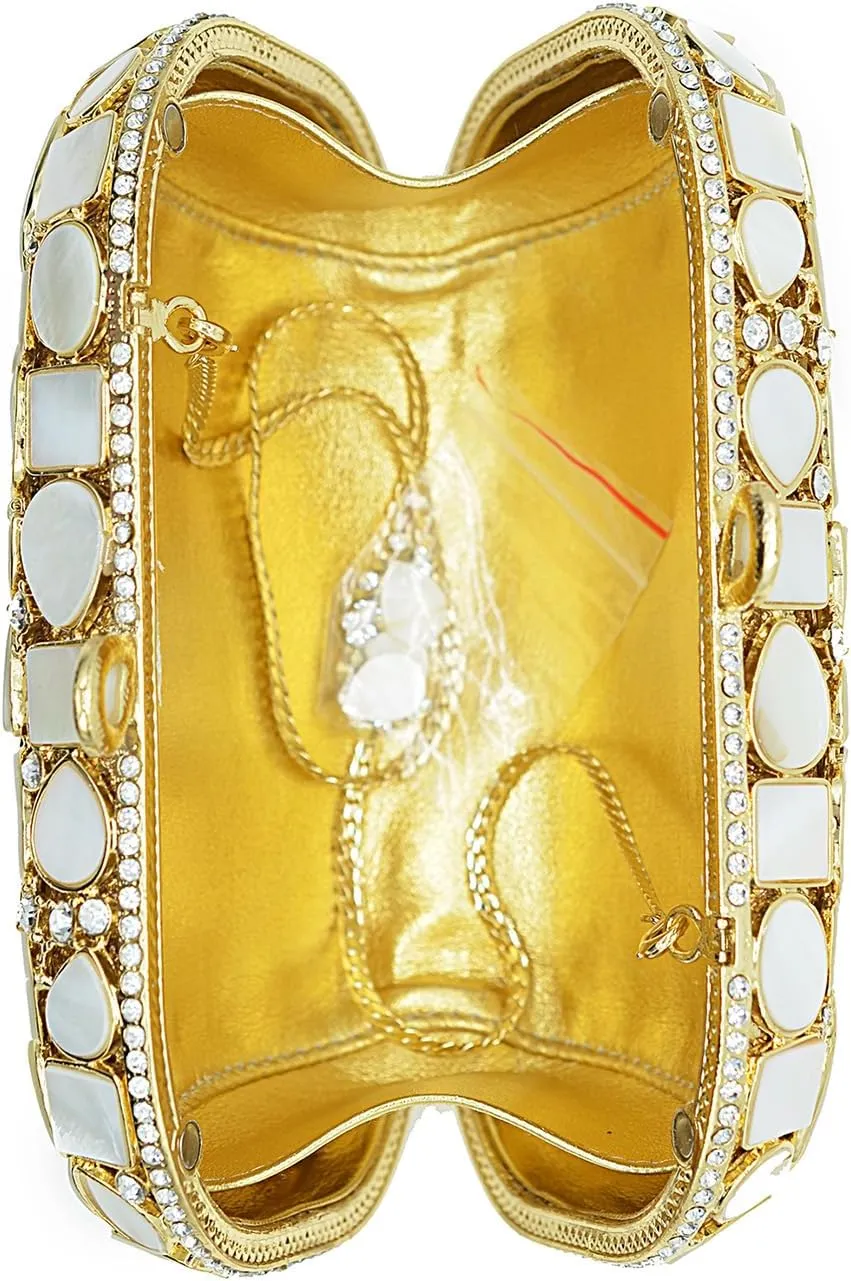 DJBM Women Glitter Rhinestone Box Bag Luxury Crystal Evening Clutch with Chain for Dance Celebrate