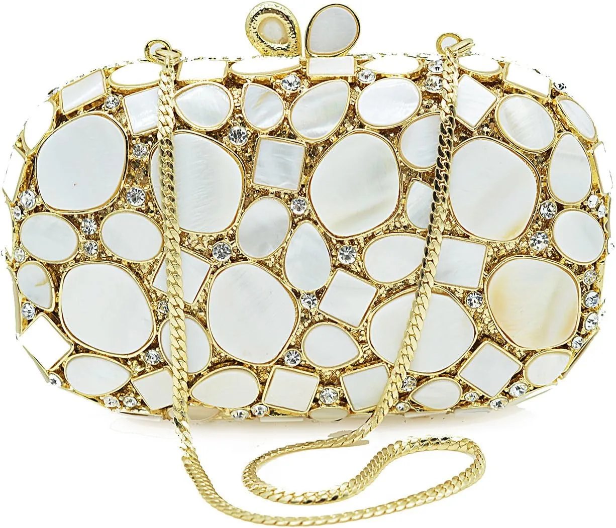 DJBM Women Glitter Rhinestone Box Bag Luxury Crystal Evening Clutch with Chain for Dance Celebrate