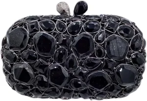 DJBM Women Glitter Rhinestone Box Bag Luxury Crystal Evening Clutch with Chain for Dance Celebrate