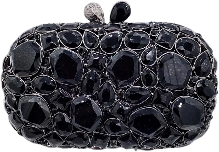 DJBM Women Glitter Rhinestone Box Bag Luxury Crystal Evening Clutch with Chain for Dance Celebrate