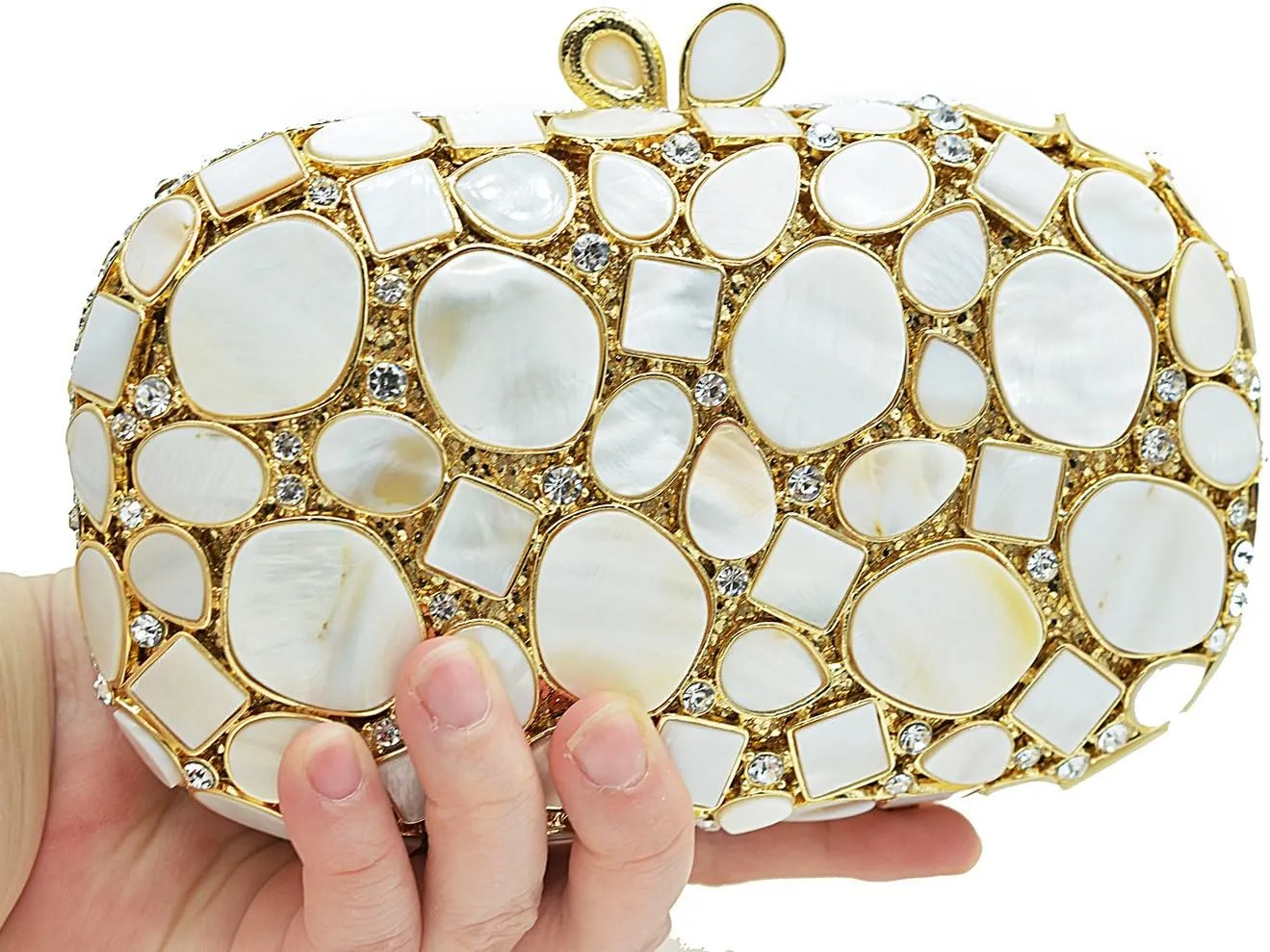 DJBM Women Glitter Rhinestone Box Bag Luxury Crystal Evening Clutch with Chain for Dance Celebrate