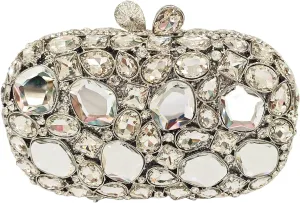 DJBM Women Glitter Rhinestone Box Bag Luxury Crystal Evening Clutch with Chain for Dance Celebrate