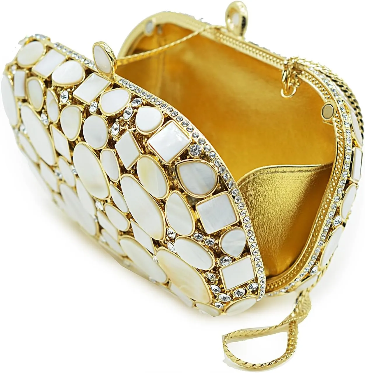 DJBM Women Glitter Rhinestone Box Bag Luxury Crystal Evening Clutch with Chain for Dance Celebrate