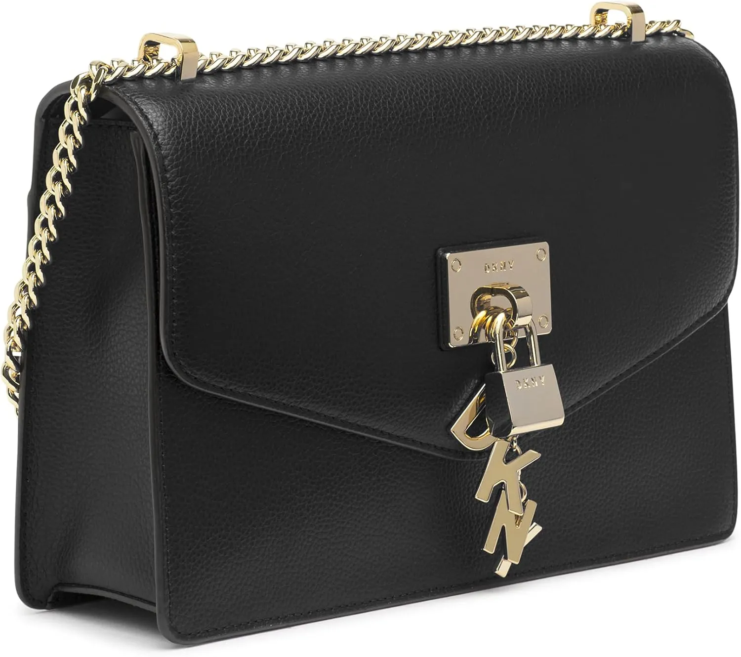 DKNY womens Elissa Leather Shoulder Bag with Logo Charm