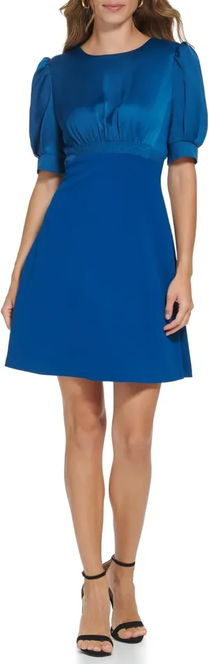 DKNY womens Jewel Neck Short Sleeve Desk to Dinner Dress