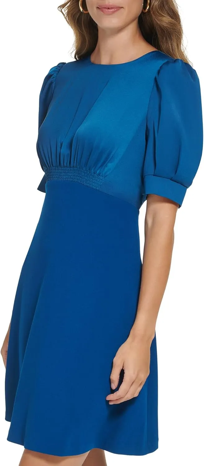 DKNY womens Jewel Neck Short Sleeve Desk to Dinner Dress