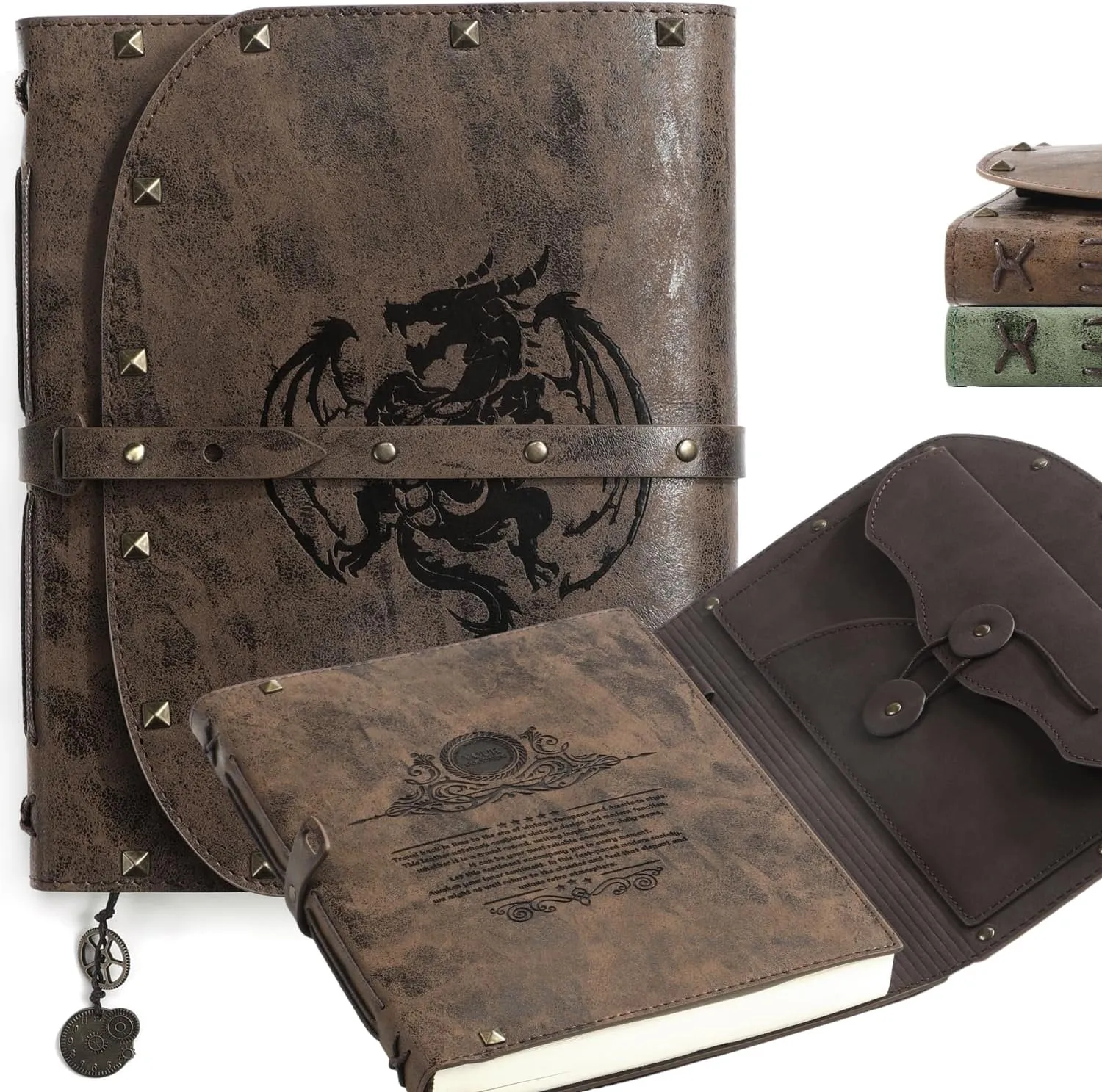 DND Dragon Notebook/Diary, Dragon Embossed Notebook for Dungeons & Dragons/D&D Series, RPG Accessory for DMs and Players Nerdy Gifts, 288 Pages A5 Leather Notepad for Men and Women.