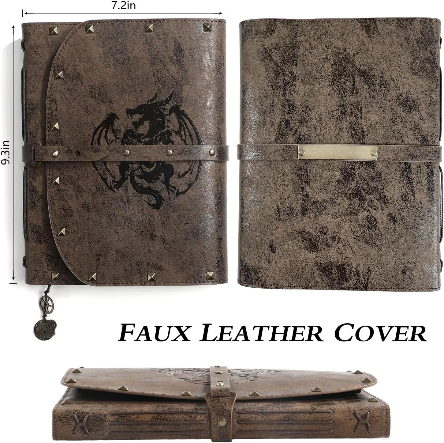 DND Dragon Notebook/Diary, Dragon Embossed Notebook for Dungeons & Dragons/D&D Series, RPG Accessory for DMs and Players Nerdy Gifts, 288 Pages A5 Leather Notepad for Men and Women.