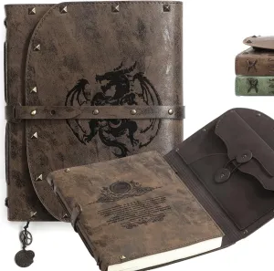 DND Dragon Notebook/Diary, Dragon Embossed Notebook for Dungeons & Dragons/D&D Series, RPG Accessory for DMs and Players Nerdy Gifts, 288 Pages A5 Leather Notepad for Men and Women.