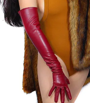 DooWay Women Long Leather Opera Gloves Evening Party Costume Faux Leather Cosplay Dress Accessories 24 inches