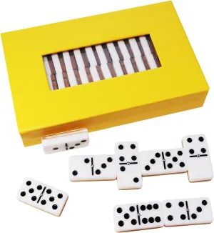 Double Six Standard Dominos Set 28 Tiles – Dominos Set Games for Adults, Classic Numbers Table Games, Family Travel Dominos Games Night Ideal for 2-4 Players (Yellow)