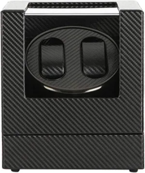 Double Watch Winder Box for Automatic Mechanical Watch Black Leather Exterior Silent Motor Include AC Adapter