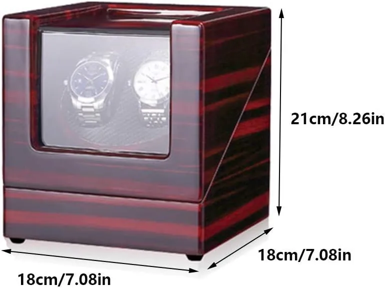 Double Watch Winder Box for Automatic Watches, with Blue LED Light, Wood Shell Piano Paint Exterior, Extremely Silent Motor Accessories，C