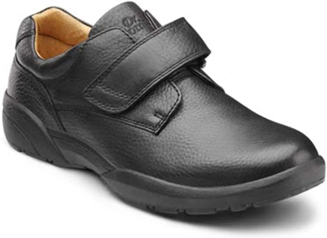 Dr. Comfort William Black Diabetic Shoes for Men-Easy Off with Removable Shoe Insole-Everyday Office Wear Shoes
