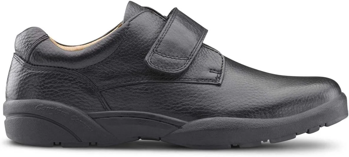 Dr. Comfort William Black Diabetic Shoes for Men-Easy Off with Removable Shoe Insole-Everyday Office Wear Shoes