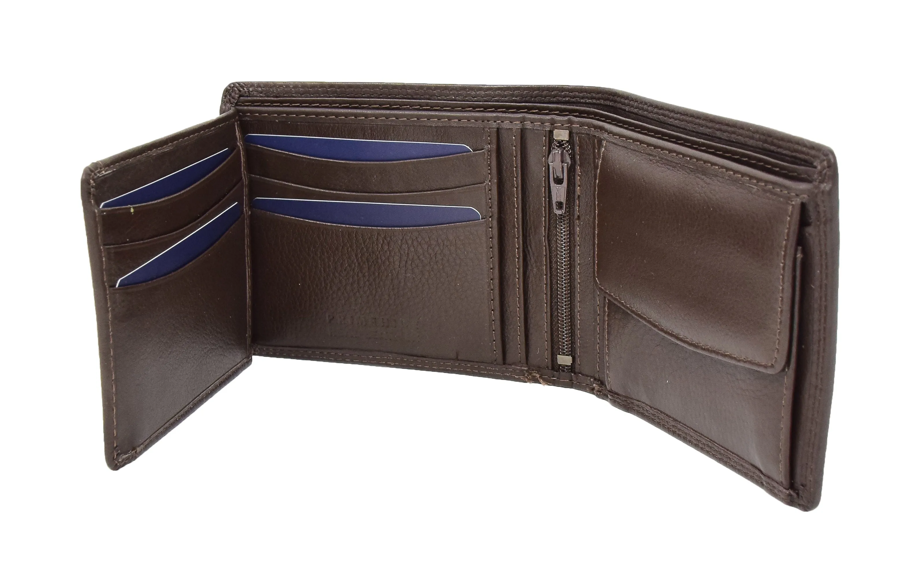 DR415 Men’s Real Leather Large Size Bifold Wallet Brown