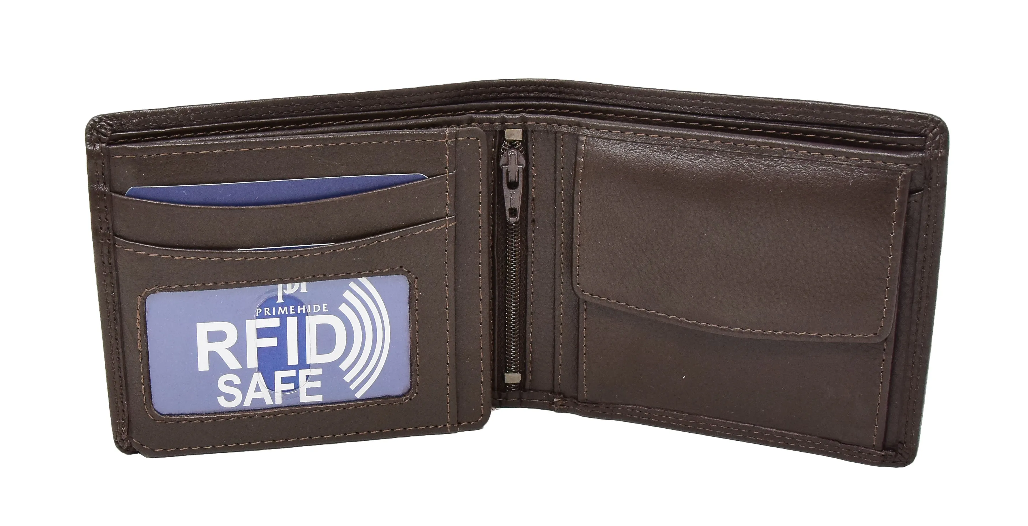 DR415 Men’s Real Leather Large Size Bifold Wallet Brown