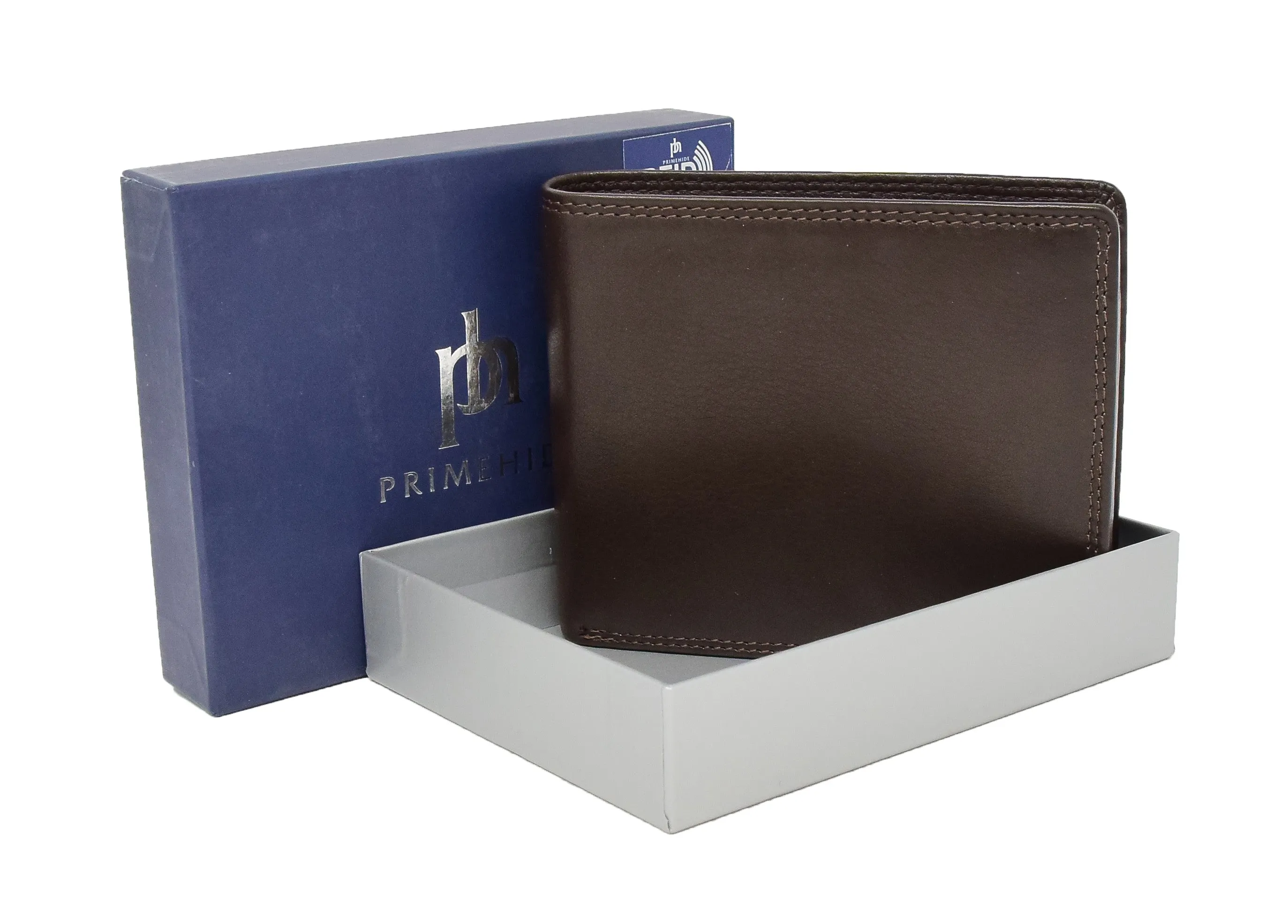 DR415 Men’s Real Leather Large Size Bifold Wallet Brown