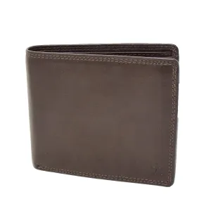 DR415 Men’s Real Leather Large Size Bifold Wallet Brown