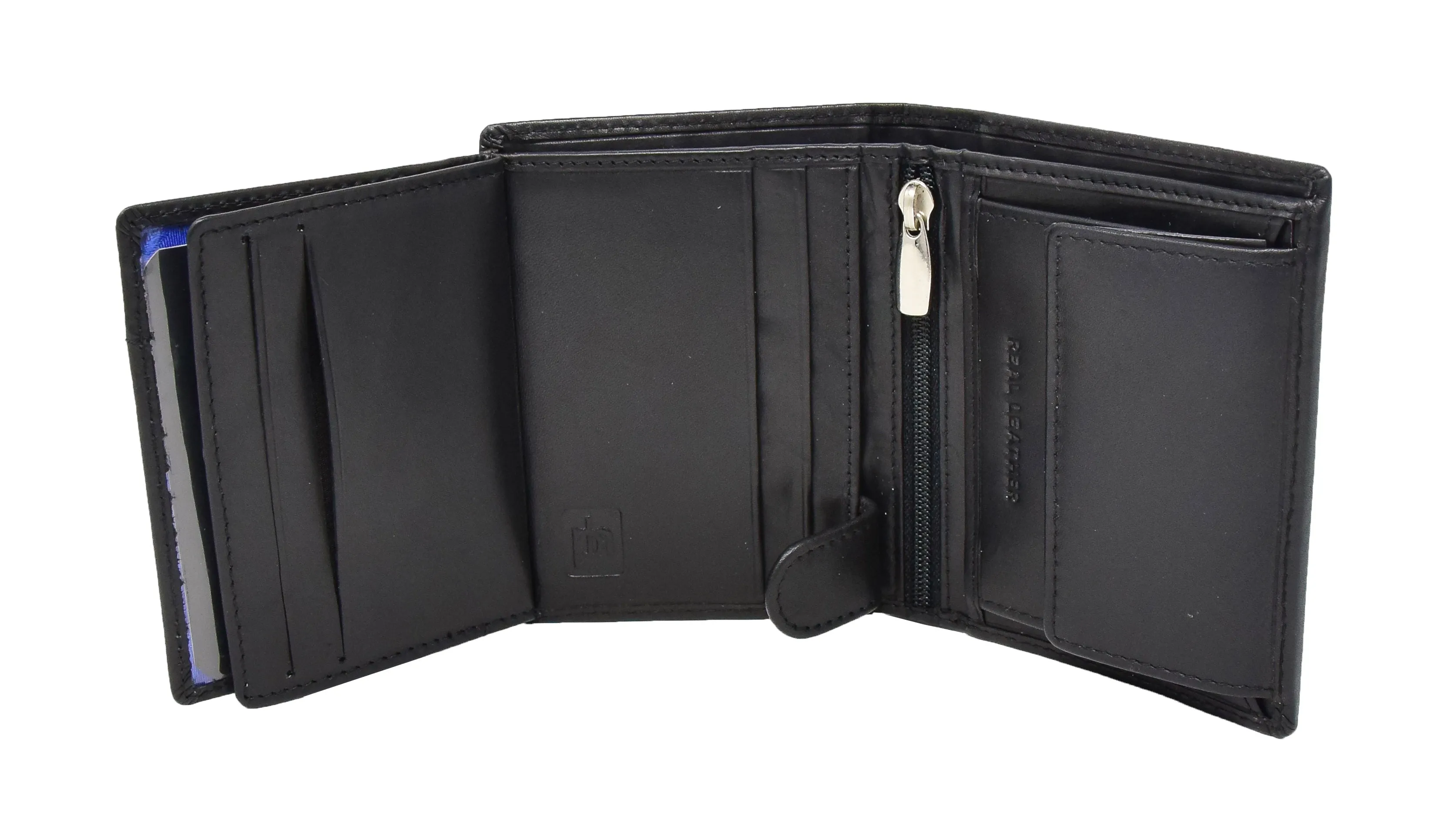 DR417 Men's Soft Leather Small Bifold Wallet Black