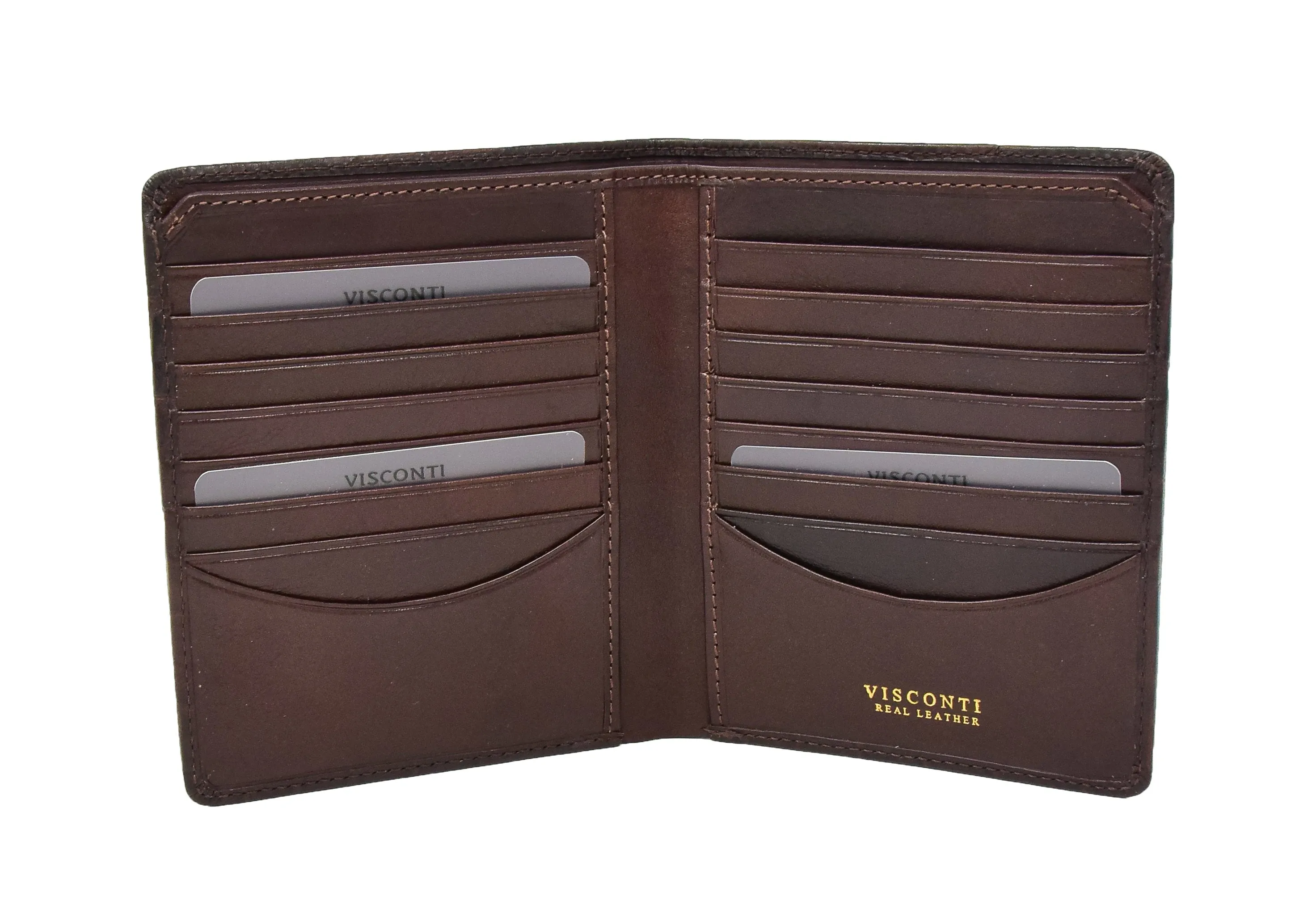 DR423 Men's Real Leather Croc Print Rfid Wallet Brown