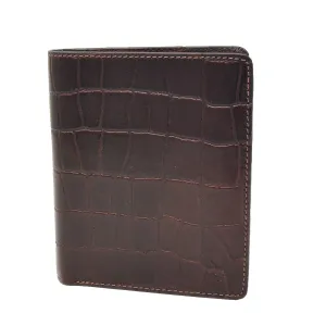 DR423 Men's Real Leather Croc Print Rfid Wallet Brown
