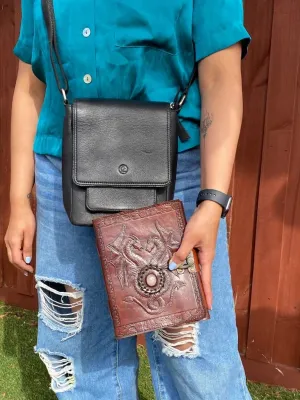 Dragon Leather Journal with 5 Stone Choice | 220 Pages of You Choice - Leather Sketchbook Drawing Journal Notebook Natural Leather Journal Unknown Binding