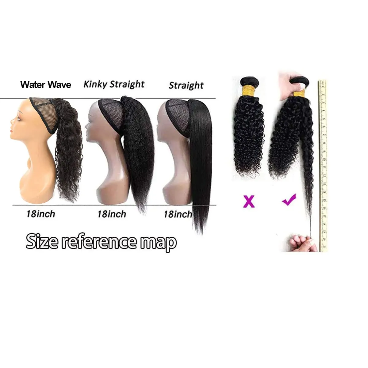 Drawstring Ponytail Extension Human Hair Water Wave Afro Ponytail Natural Black Color Brazilian Virgin Human Hair Ponytail Remy Hair Extensions for Black Women (14 Inches, 105g)