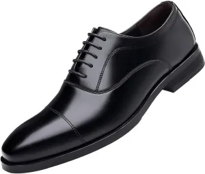 Dress Formal Shoes for Mens Lace-up Uniform Plain Toe Calfskin Leather Business Low Top Classic