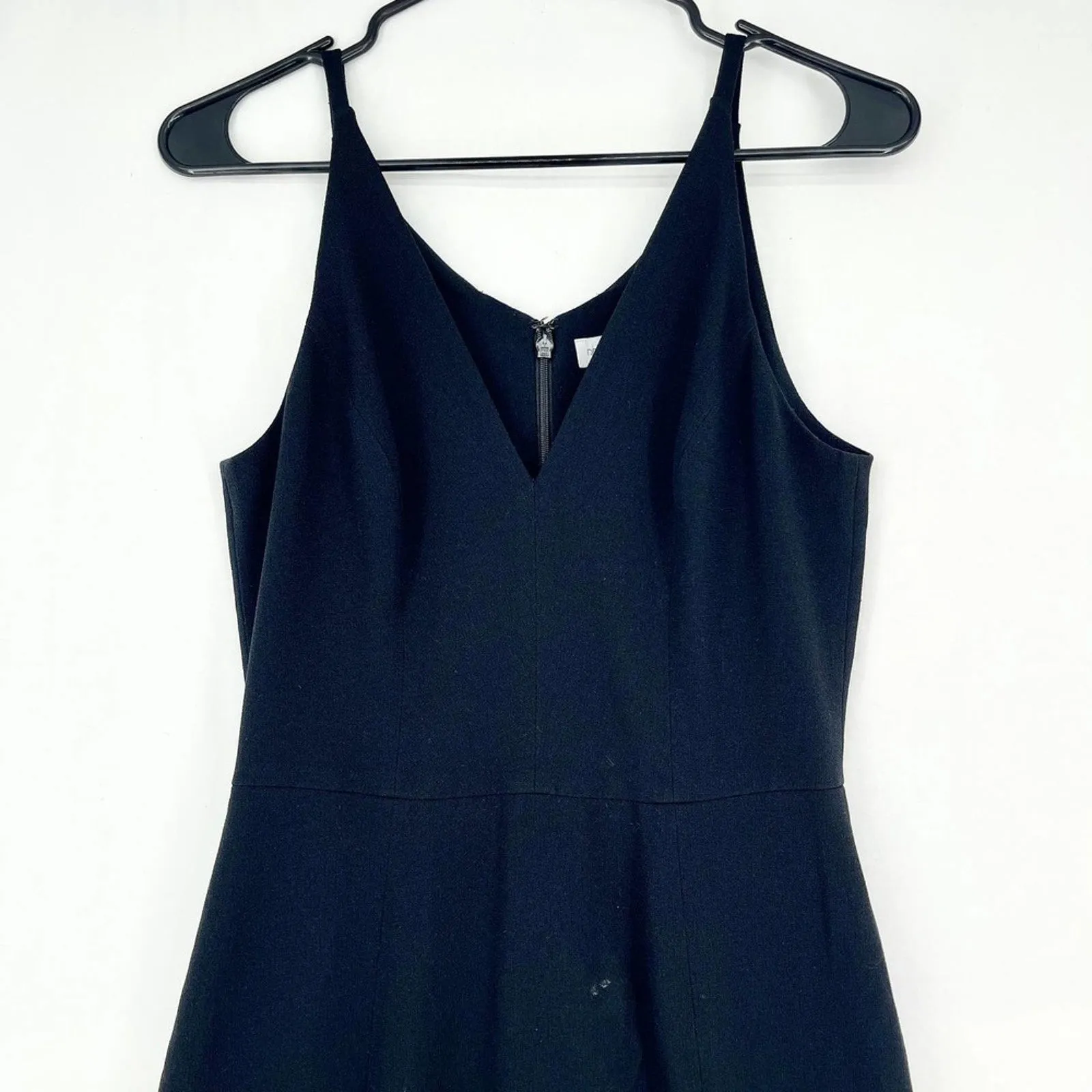 Dress the Population Black Isabelle Deep V-Neck Mermaid Midi Fitted Dress Sz S