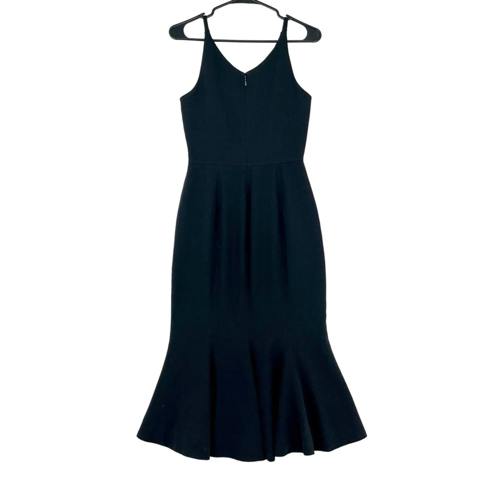 Dress the Population Black Isabelle Deep V-Neck Mermaid Midi Fitted Dress Sz S