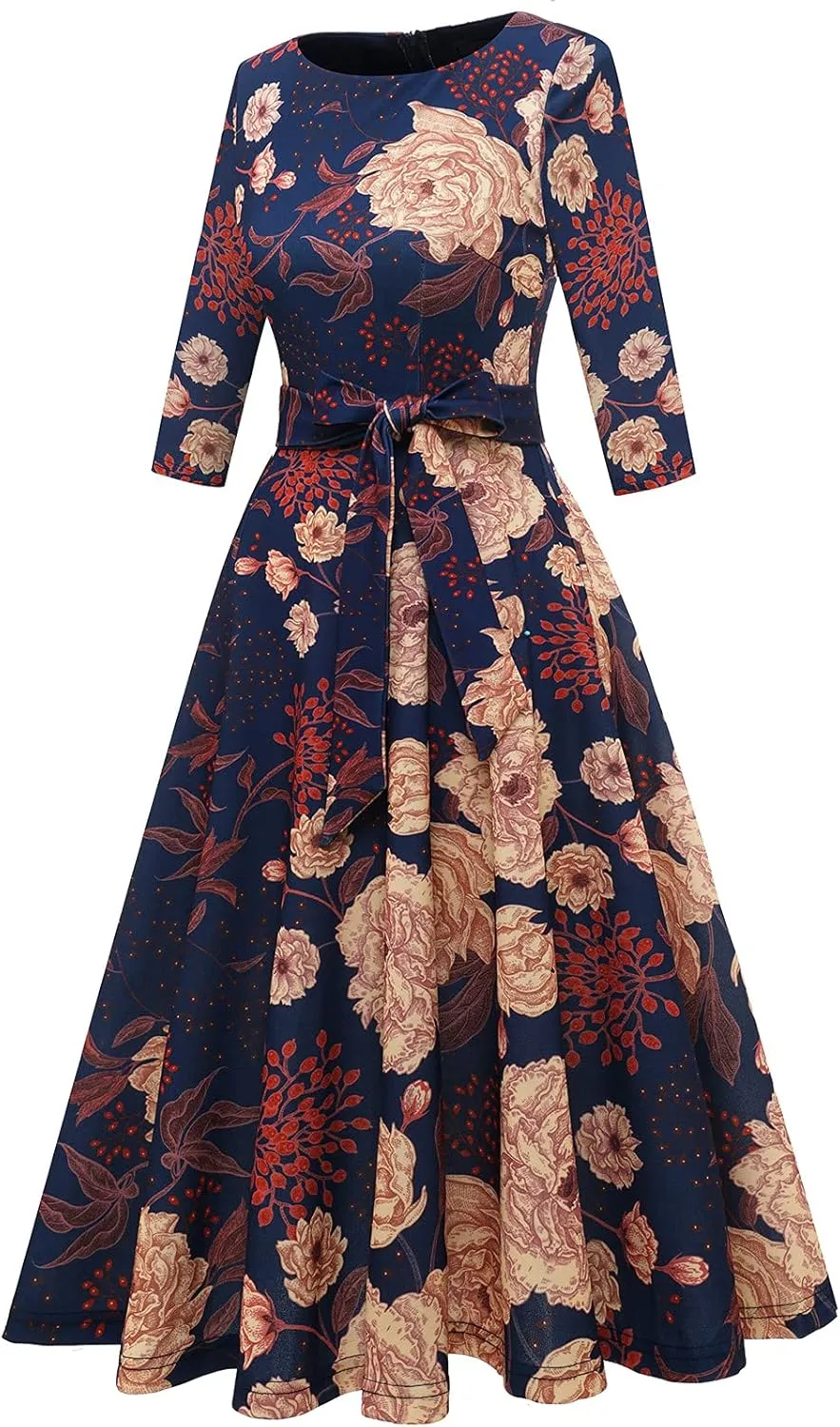 DRESSTELLS Cocktail Dresses for Women, Vintage Wedding Guest 3/4 Sleeves Formal Church Dress, Summer 2025