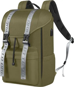 DTTO Travel Laptop Backpack, Water Resistant Backpack with USB Charging Port, Anti-Theft Flap Vintage College Computer Backpack Business Work Bag Fits 15.6 Inch Notebook for Men, 23L Yellow