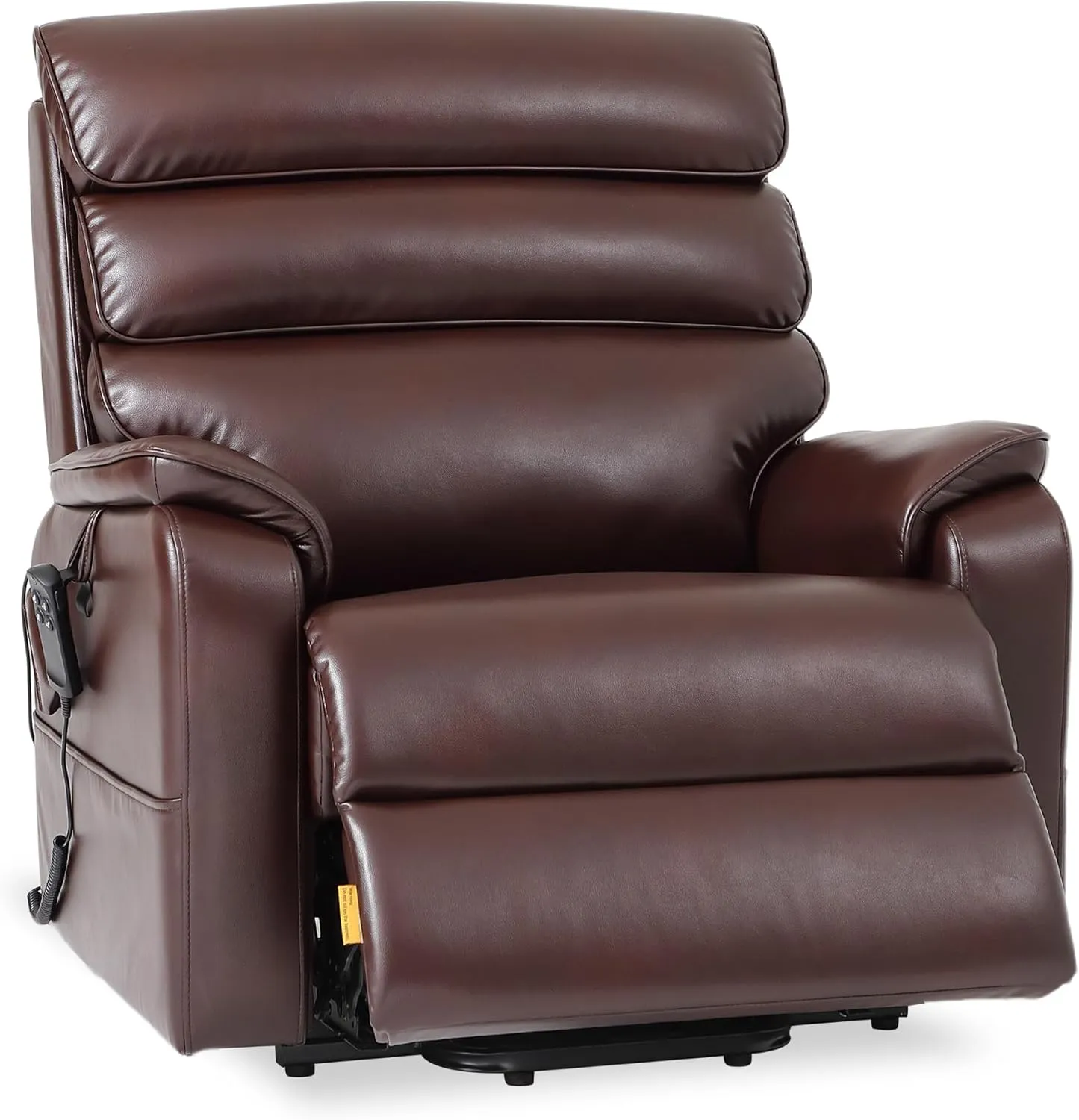 DYNOX Big Tall Man Lift Chair 500lbs Extra Large Wide Lay Flat Recliner Oversized Tri-Motor Power Lift Chair for Elderly,Heat Massage(9398,Faux Leather,Brown)