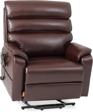 DYNOX Big Tall Man Lift Chair 500lbs Extra Large Wide Lay Flat Recliner Oversized Tri-Motor Power Lift Chair for Elderly,Heat Massage(9398,Faux Leather,Brown)