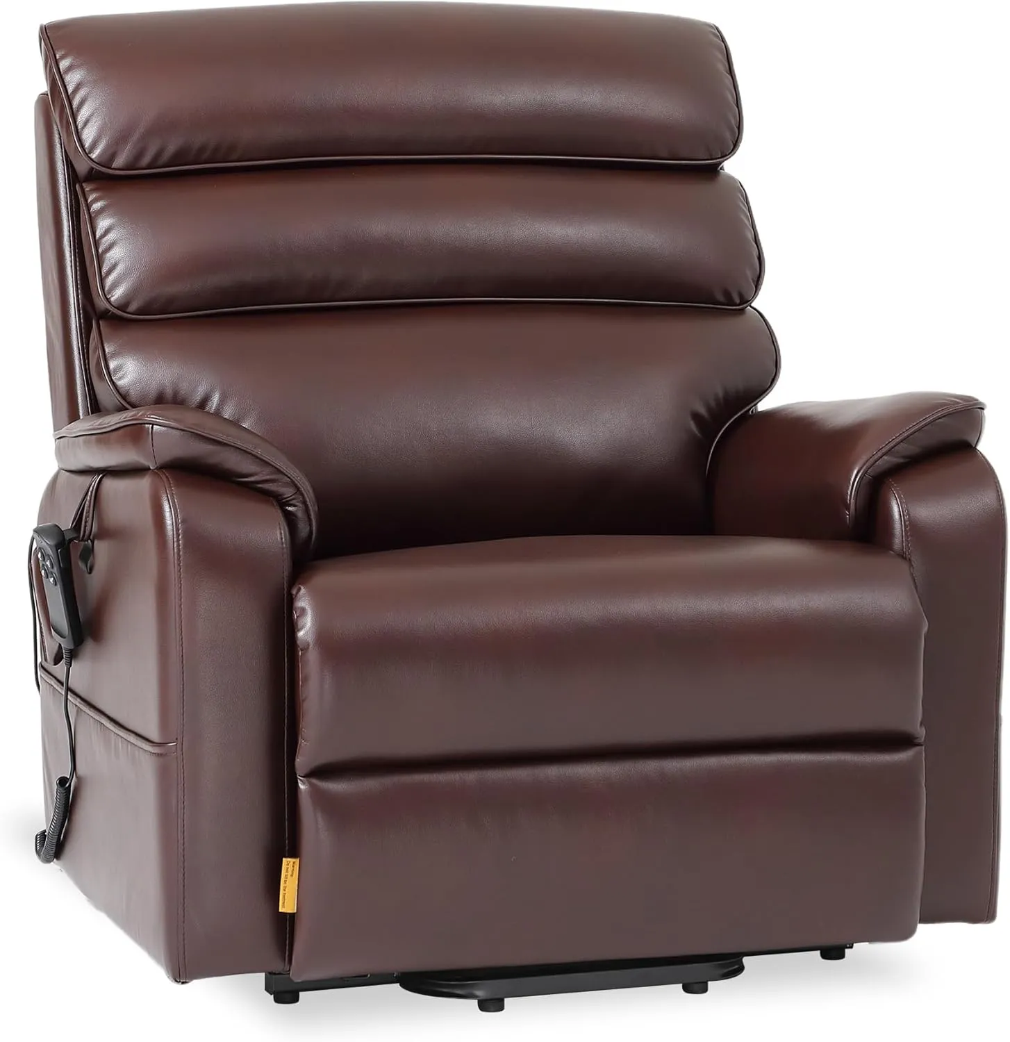 DYNOX Big Tall Man Lift Chair 500lbs Extra Large Wide Lay Flat Recliner Oversized Tri-Motor Power Lift Chair for Elderly,Heat Massage(9398,Faux Leather,Brown)