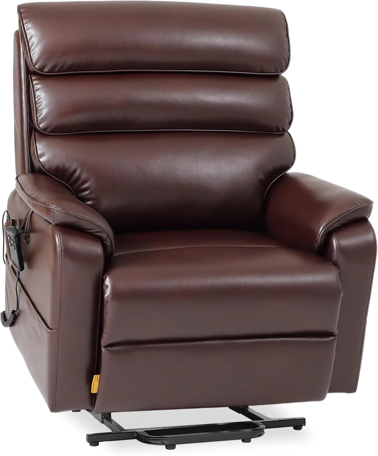 DYNOX Big Tall Man Lift Chair 500lbs Extra Large Wide Lay Flat Recliner Oversized Tri-Motor Power Lift Chair for Elderly,Heat Massage(9398,Faux Leather,Brown)