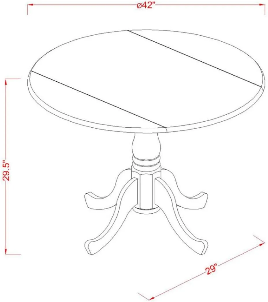 East West Furniture DLNI3-BCH-LC 3 Piece Dining Set Contains a Round Dining Room Table with Dropleaf and 2 Faux Leather Upholstered Chairs, 42x42 Inch, Black & Cherry