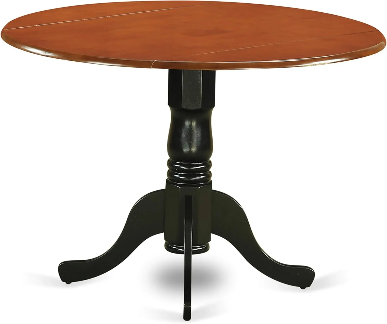East West Furniture DLNI3-BCH-LC 3 Piece Dining Set Contains a Round Dining Room Table with Dropleaf and 2 Faux Leather Upholstered Chairs, 42x42 Inch, Black & Cherry