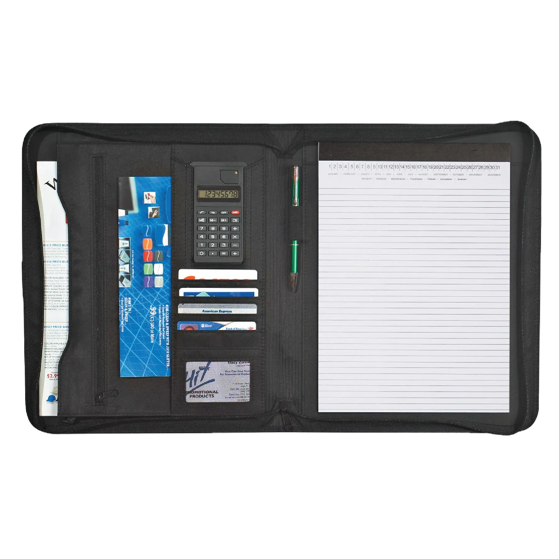 Eclipse Bonded Leather Zippered Portfolio with Calculator