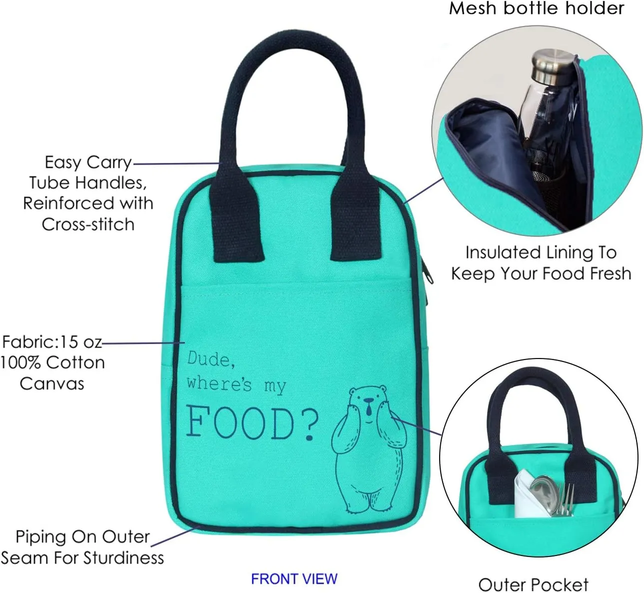 Eco Right Insulated Lunch Bag Women, Work Lunch Box for Men, Adults